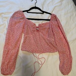 Abercrombie summer long sleeve tie top